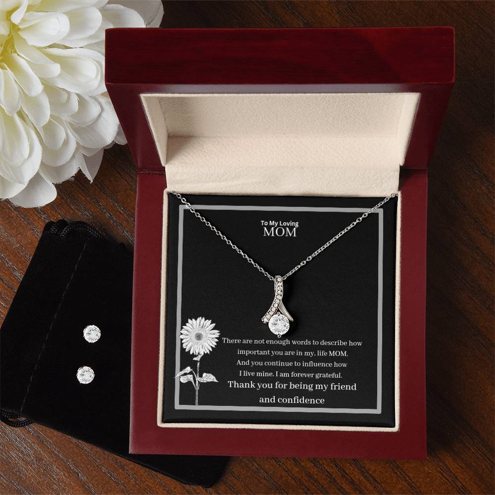 To My Loving Mom Alluring Beauty + Clear CZ Earrings