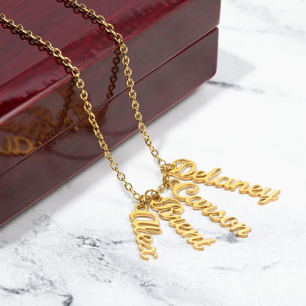 Multi Vertical Name Necklace Non-Message Card