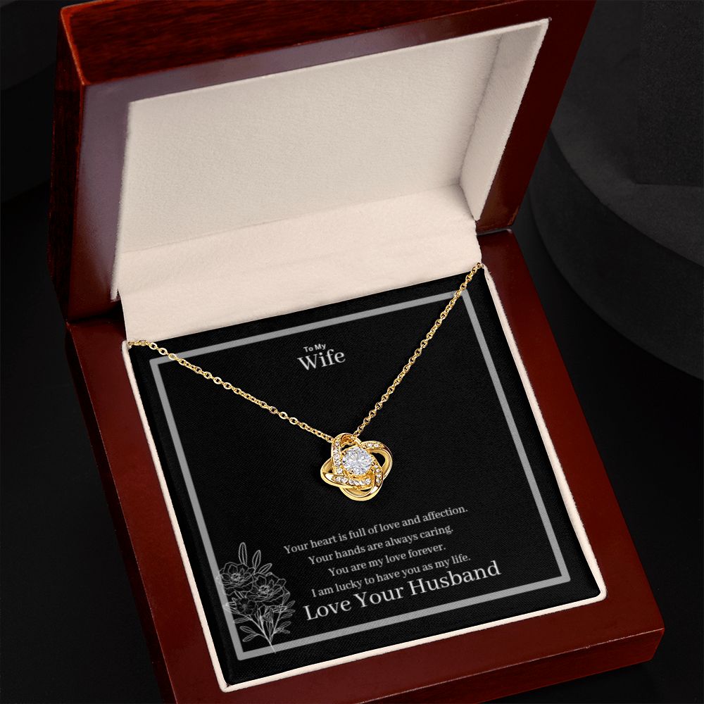 To My Wife Love Knot Necklace Yellow & White Gold Variants