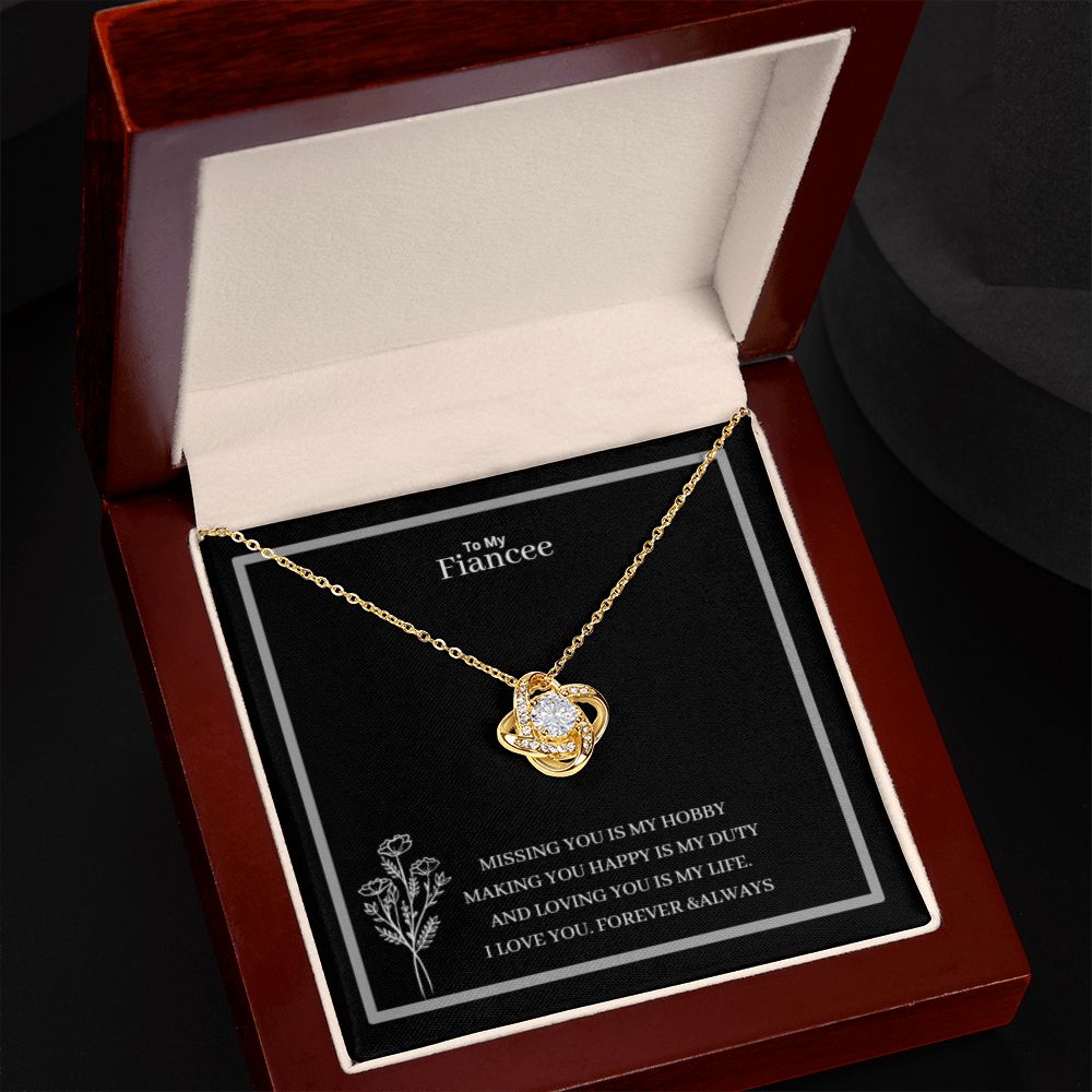To My Fiancee Love Knot Necklace Yellow & White Gold Variants