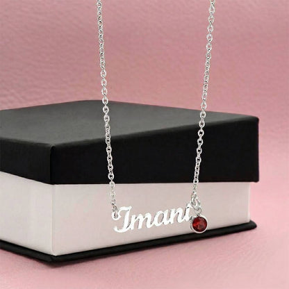 Custom Name Necklace with Birthstone Non-Message Card