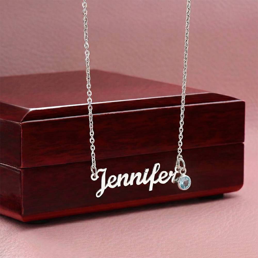 Custom Name Necklace with Birthstone Non-Message Card