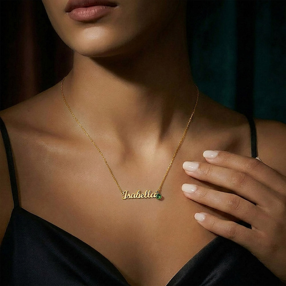 Custom Name Necklace with Birthstone Non-Message Card