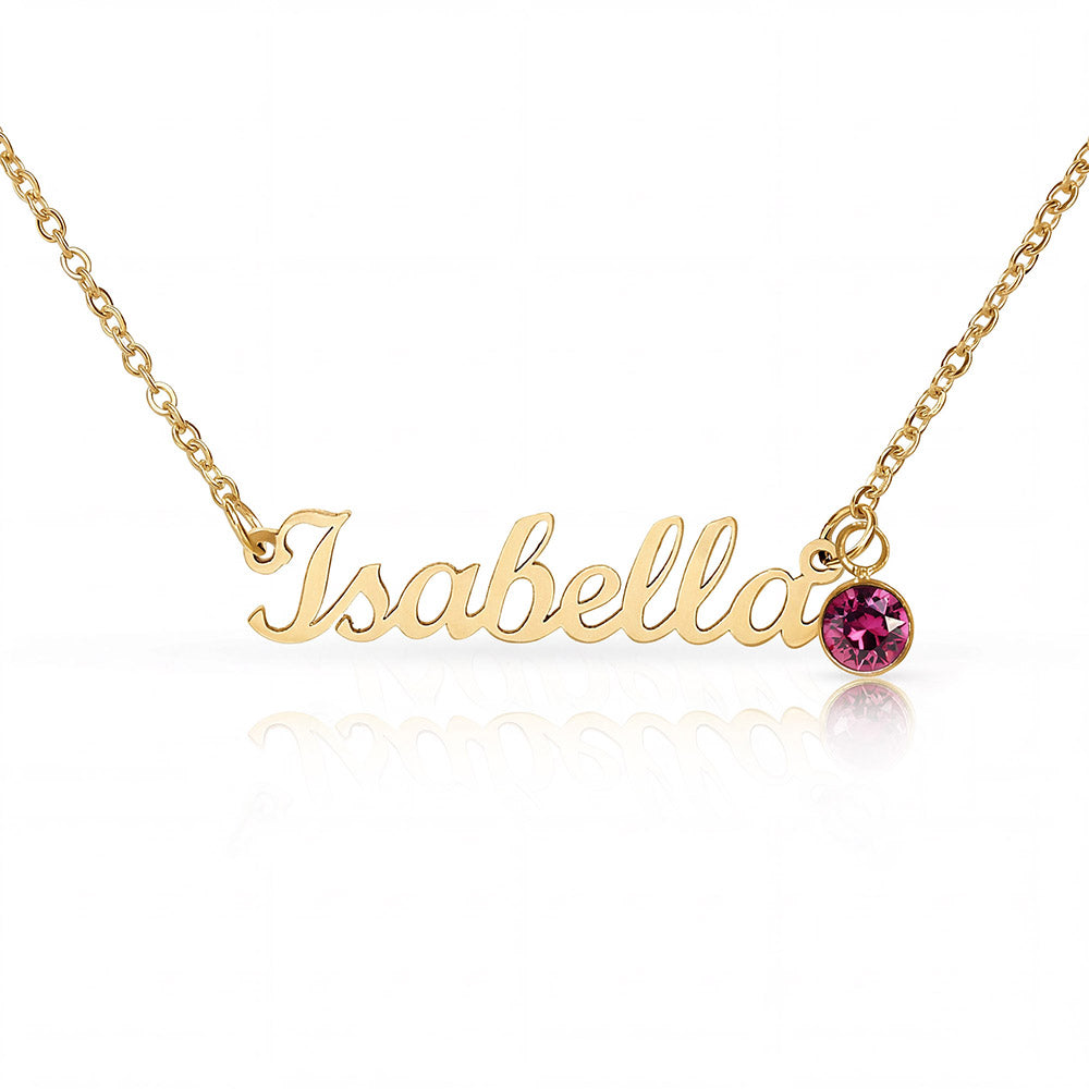 Custom Name Necklace with Birthstone Non-Message Card