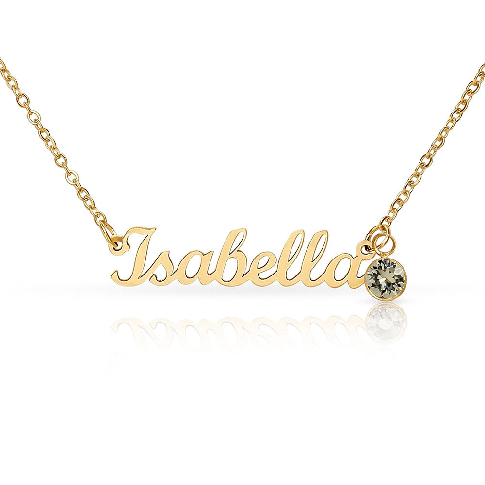 Custom Name Necklace with Birthstone Non-Message Card