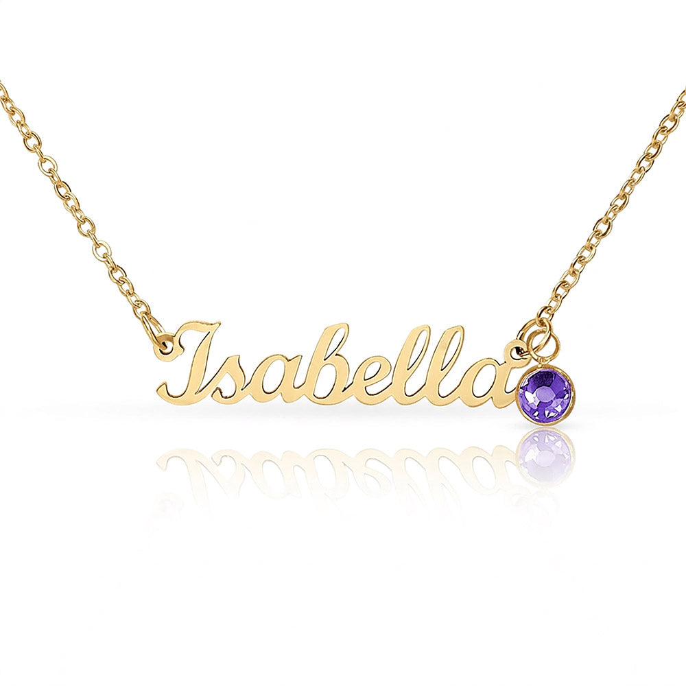 Custom Name Necklace with Birthstone Non-Message Card