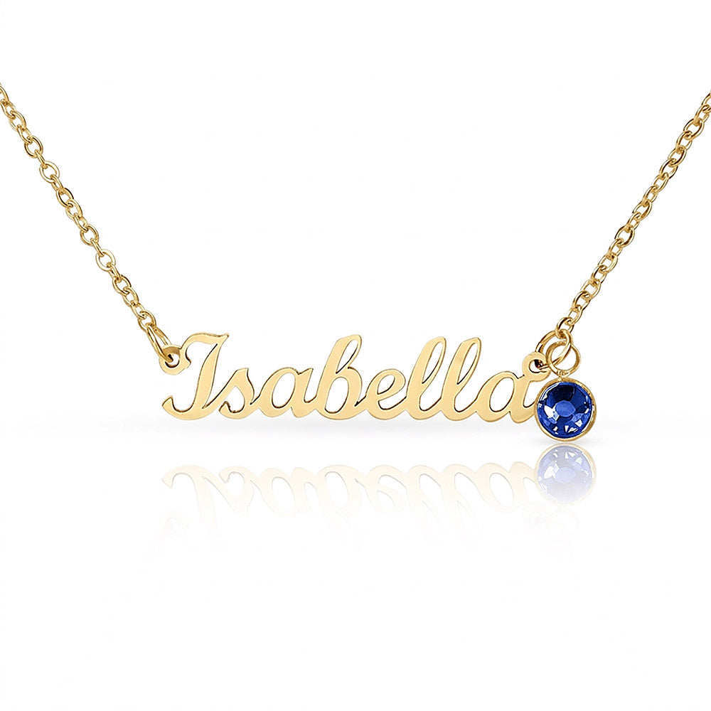 Custom Name Necklace with Birthstone Non-Message Card
