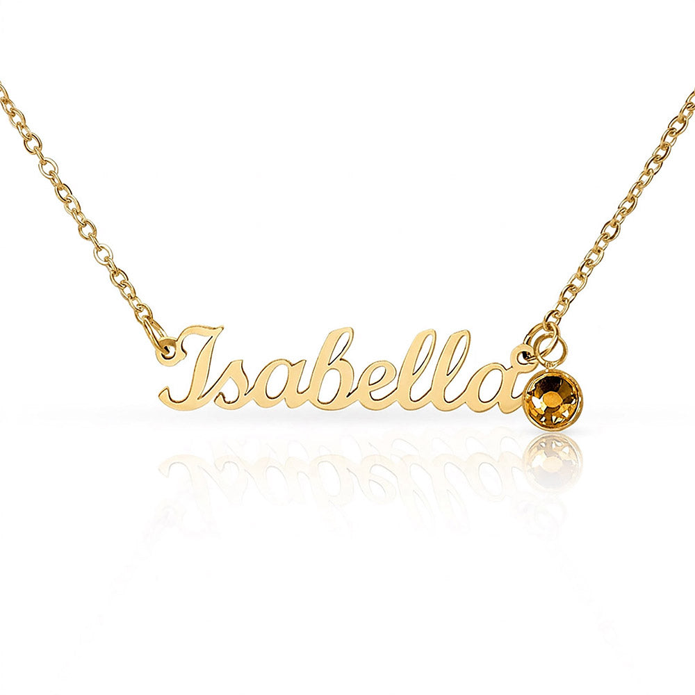 Custom Name Necklace with Birthstone Non-Message Card