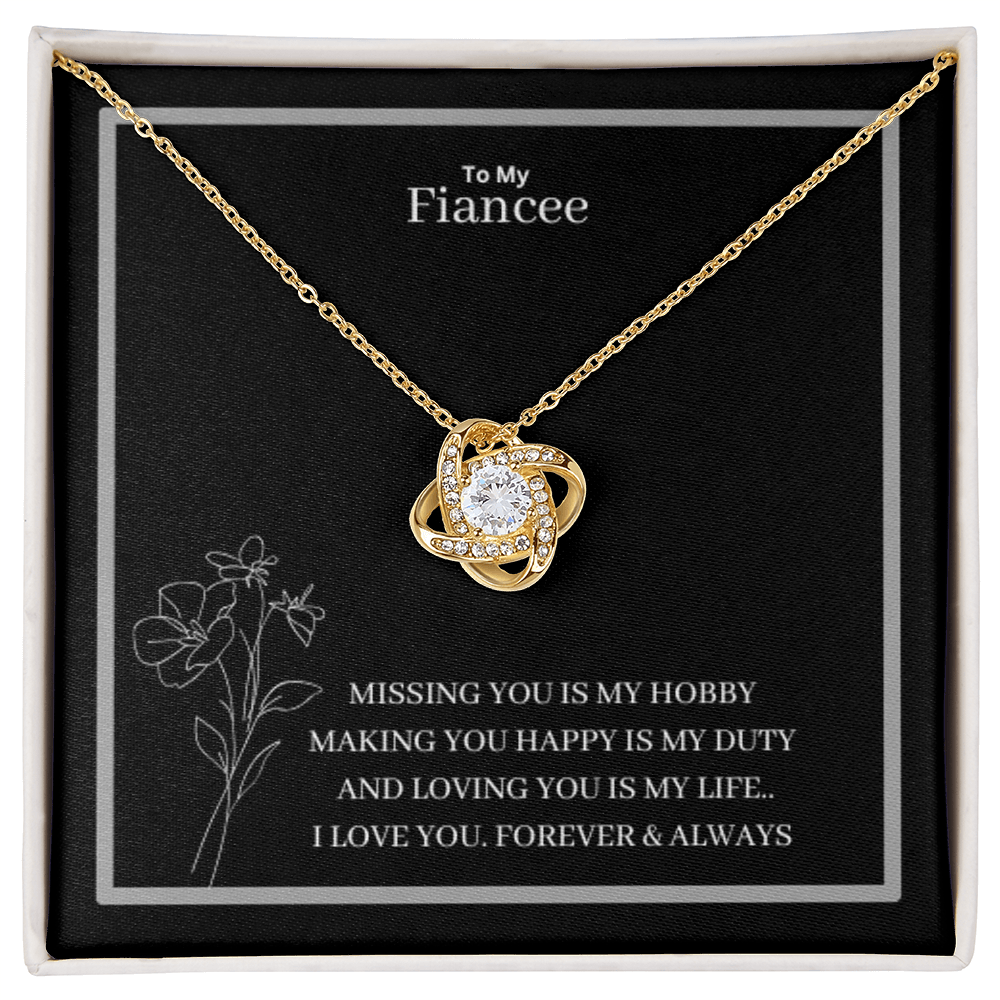 To My Fiancee Love Knot Necklace - Yellow & White Gold Variants