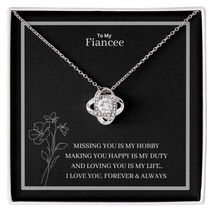 To My Fiancee Love Knot Necklace - Yellow & White Gold Variants