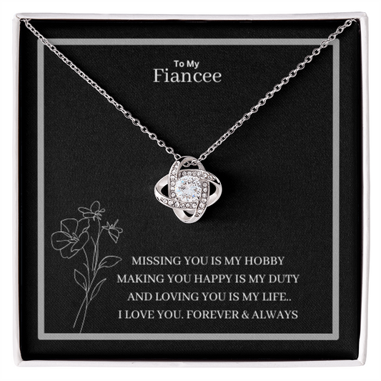 To My Fiancee Love Knot Necklace - Yellow & White Gold Variants
