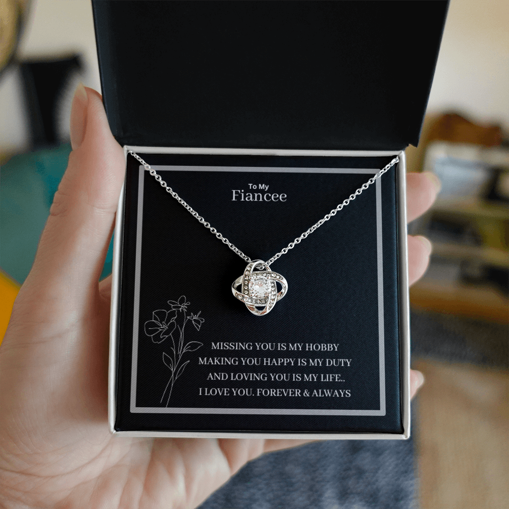 To My Fiancee Love Knot Necklace - Yellow & White Gold Variants