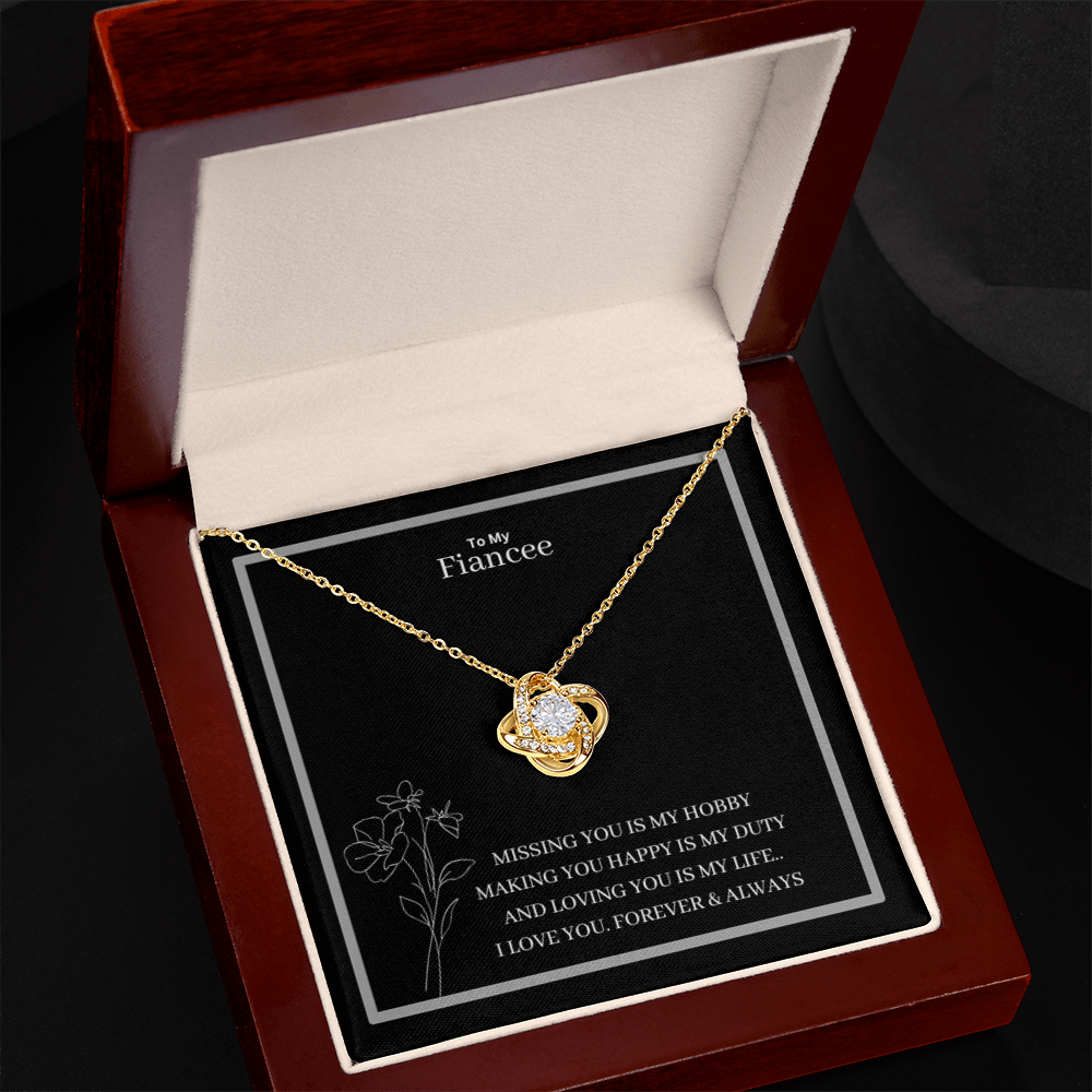 To My Fiancee Love Knot Necklace - Yellow & White Gold Variants