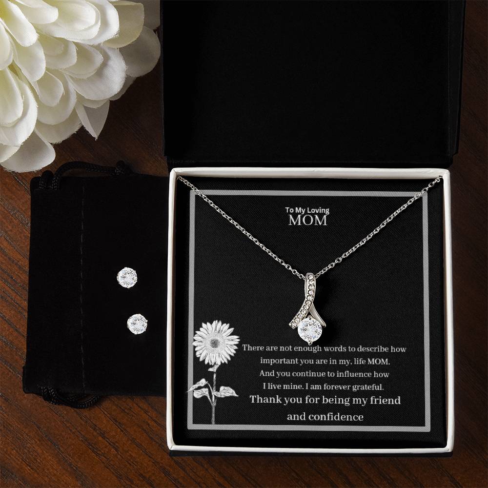 To My Loving Mom Alluring Beauty + Clear CZ Earrings