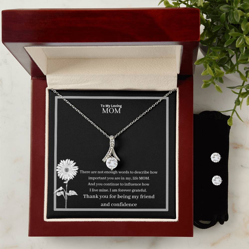 To My Loving Mom Alluring Beauty + Clear CZ Earrings