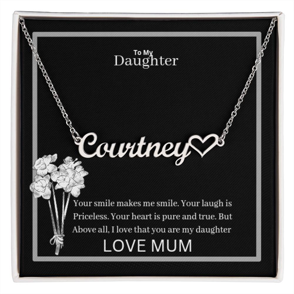 To My Daughter Name Necklace + Heart