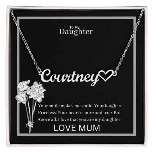 To My Daughter Name Necklace + Heart