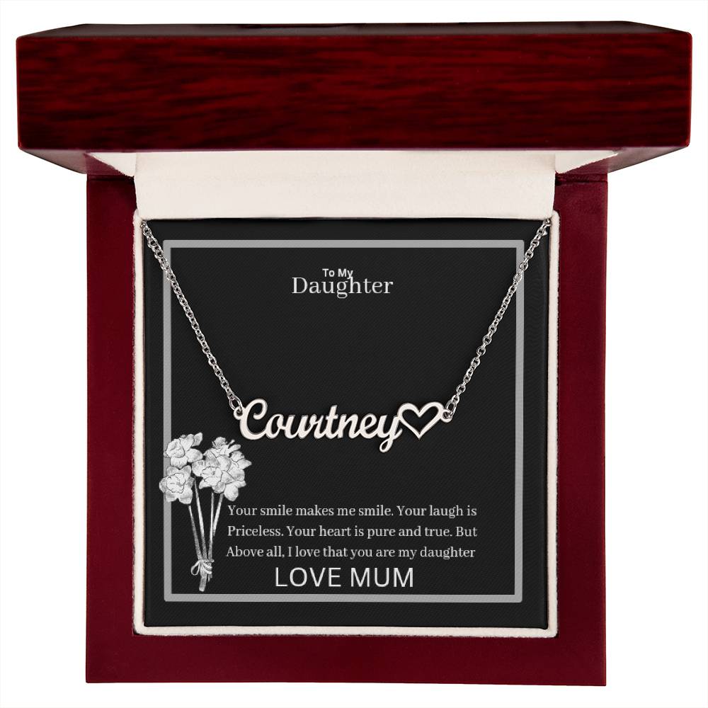 To My Daughter Name Necklace + Heart