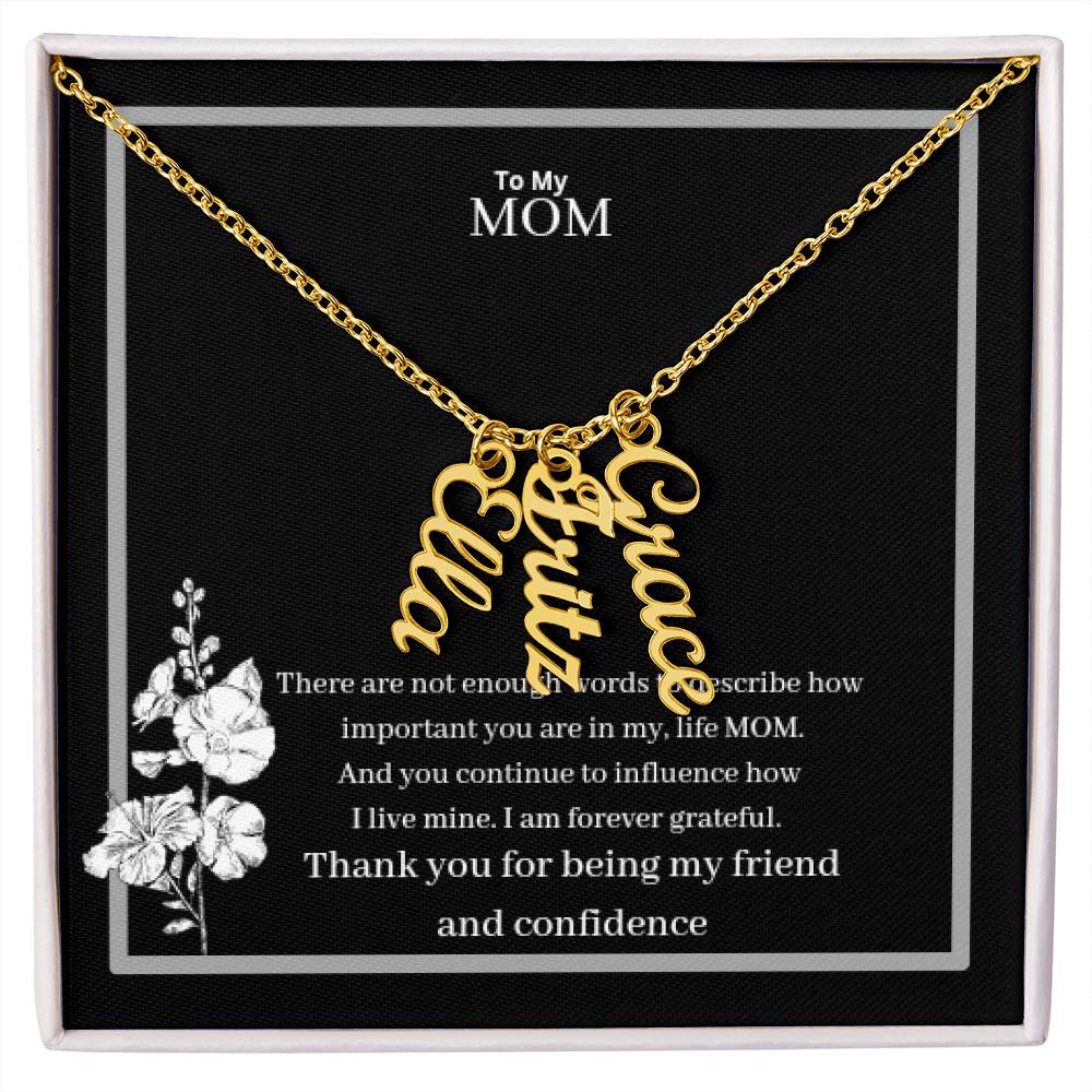 To My Mom Multi Vertical Name Necklace