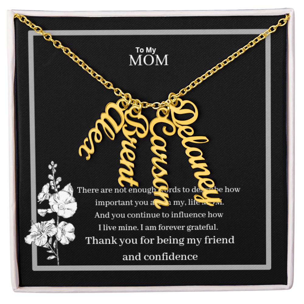 To My Mom Multi Vertical Name Necklace