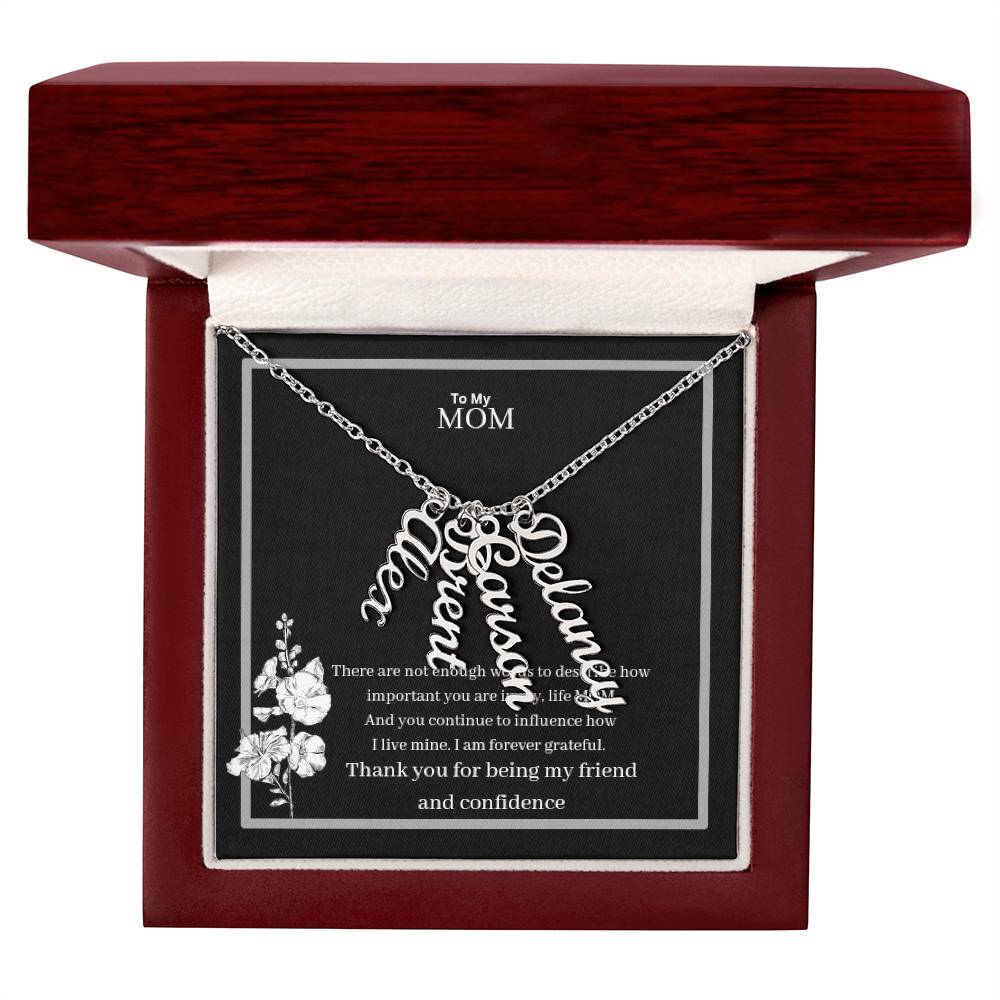 To My Mom Multi Vertical Name Necklace