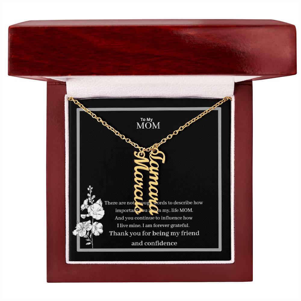 To My Mom Multi Vertical Name Necklace