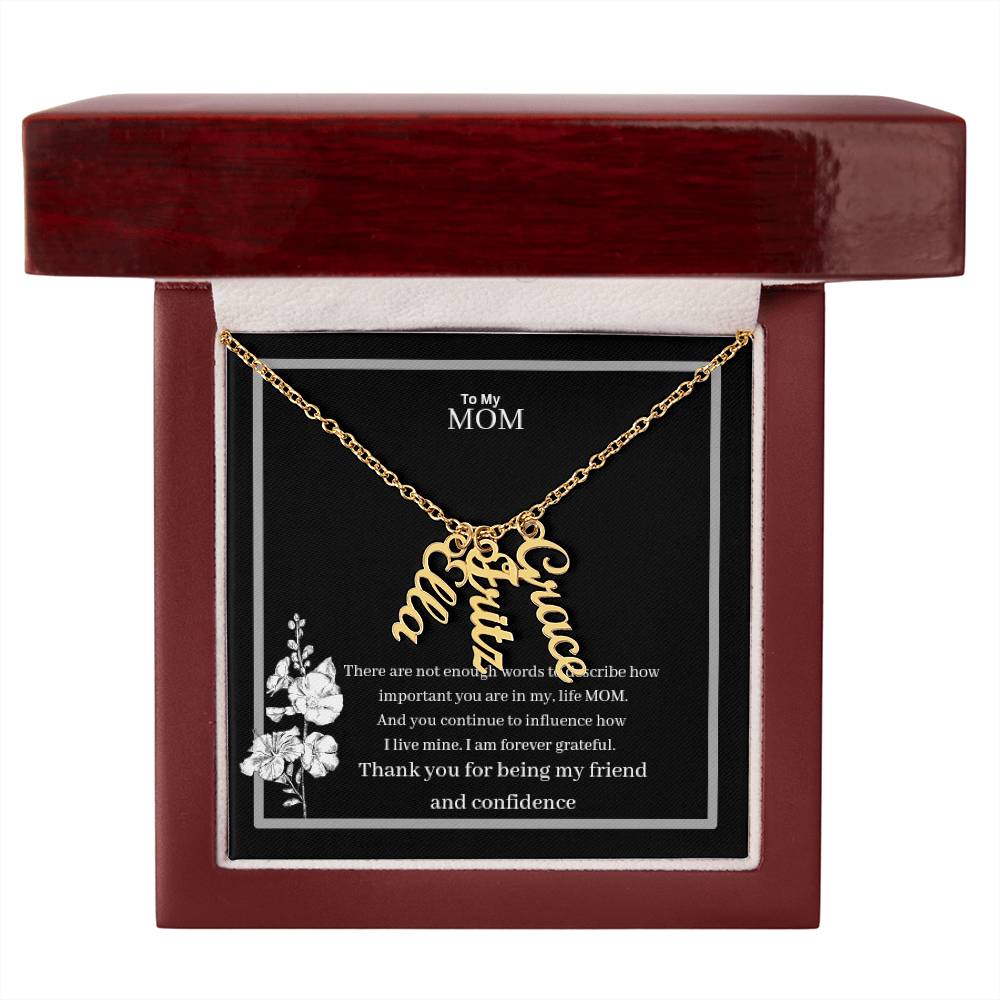 To My Mom Multi Vertical Name Necklace