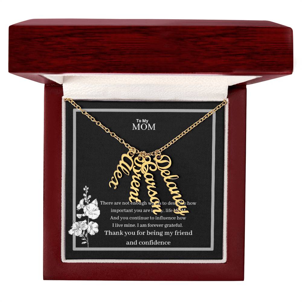 To My Mom Multi Vertical Name Necklace