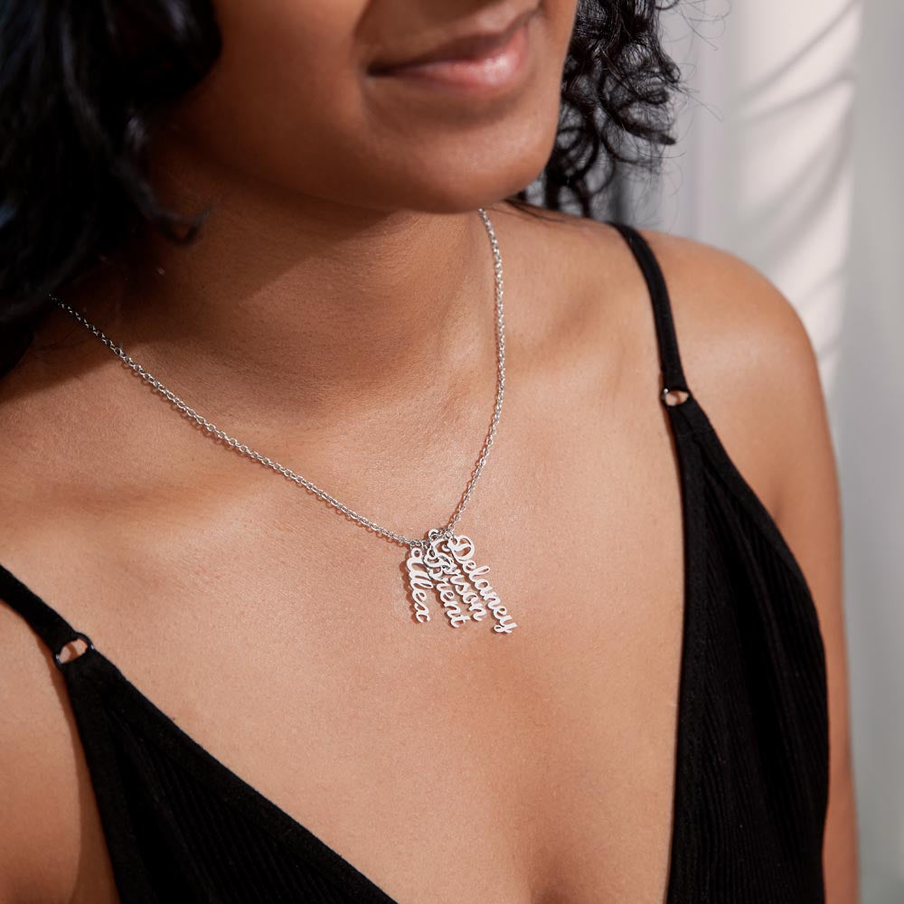 Multi Vertical Name Necklace Non-Message Card