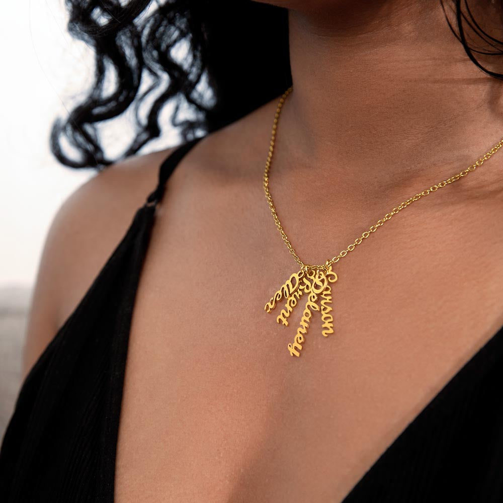 Multi Vertical Name Necklace Non-Message Card