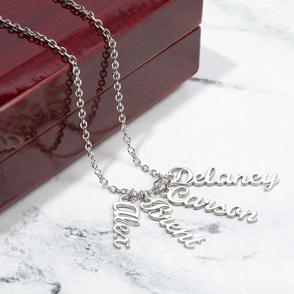 Multi Vertical Name Necklace Non-Message Card