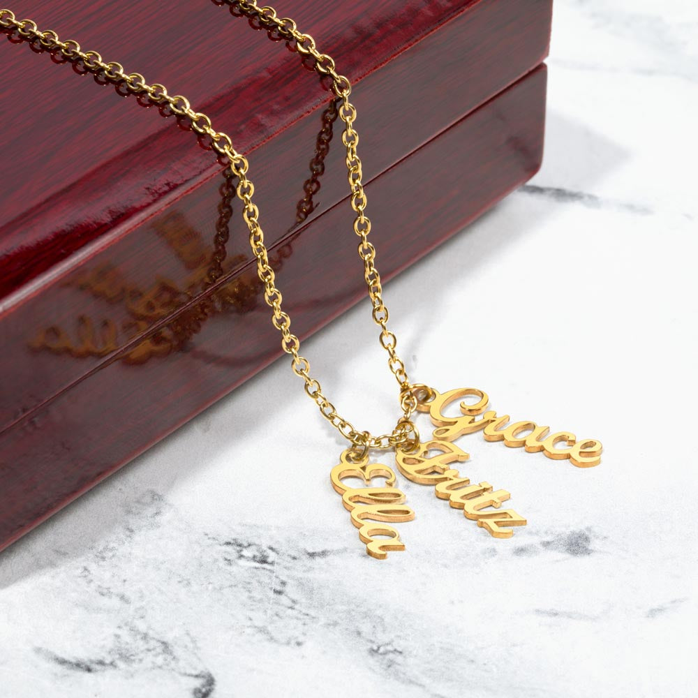 Multi Vertical Name Necklace Non-Message Card