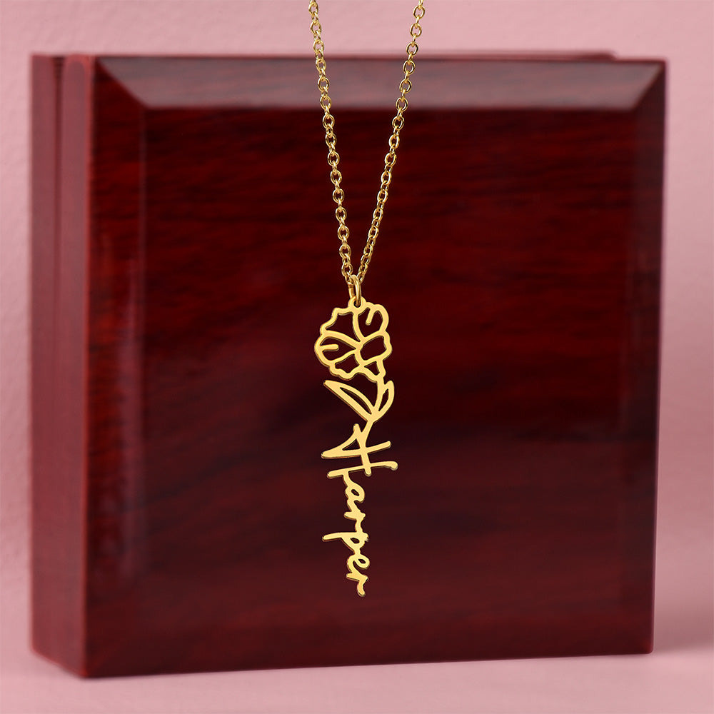 Flower Name Necklace Non-Message Card