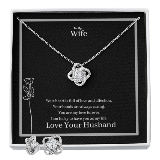 To My Wife Love Knot Earrings & Necklace Set