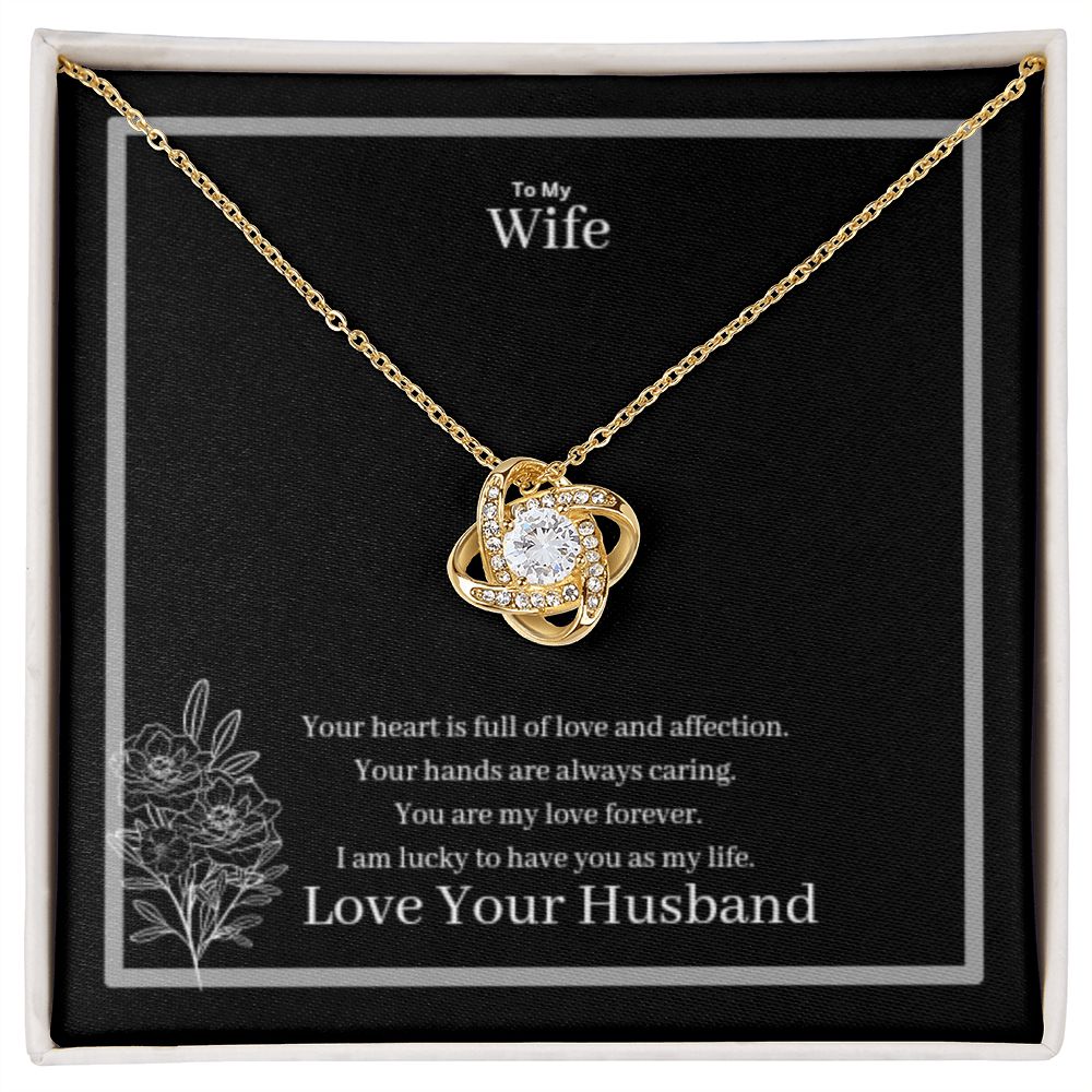 To My Wife Love Knot Necklace Yellow & White Gold Variants