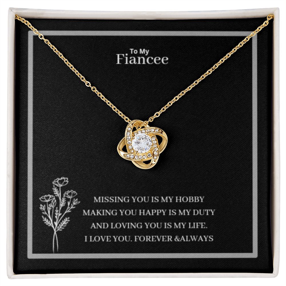 To My Fiancee Love Knot Necklace Yellow & White Gold Variants