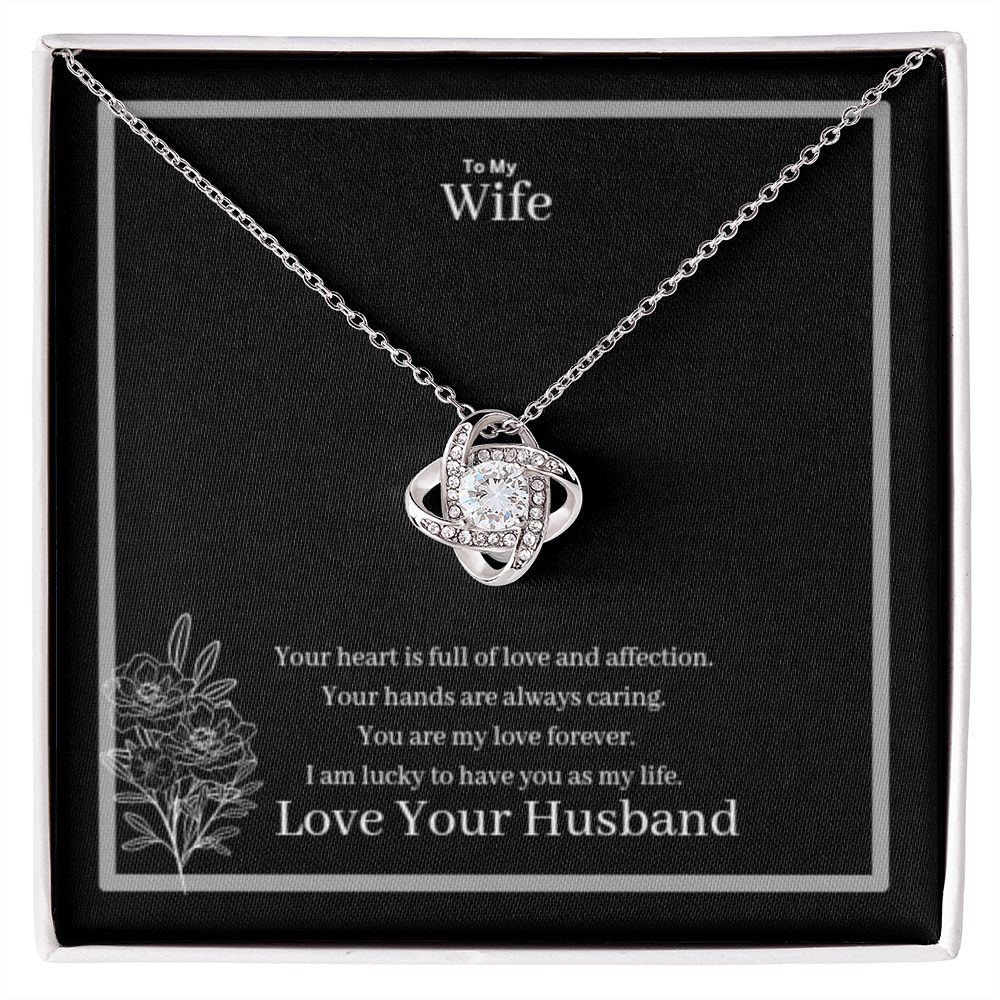 To My Wife Love Knot Necklace Yellow & White Gold Variants