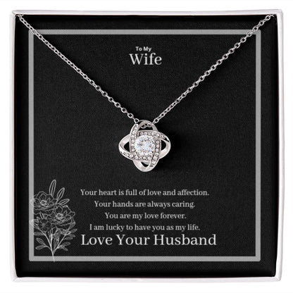 To My Wife Love Knot Necklace Yellow & White Gold Variants