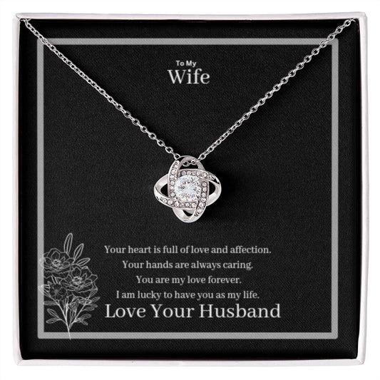 To My Wife Love Knot Necklace Yellow & White Gold Variants
