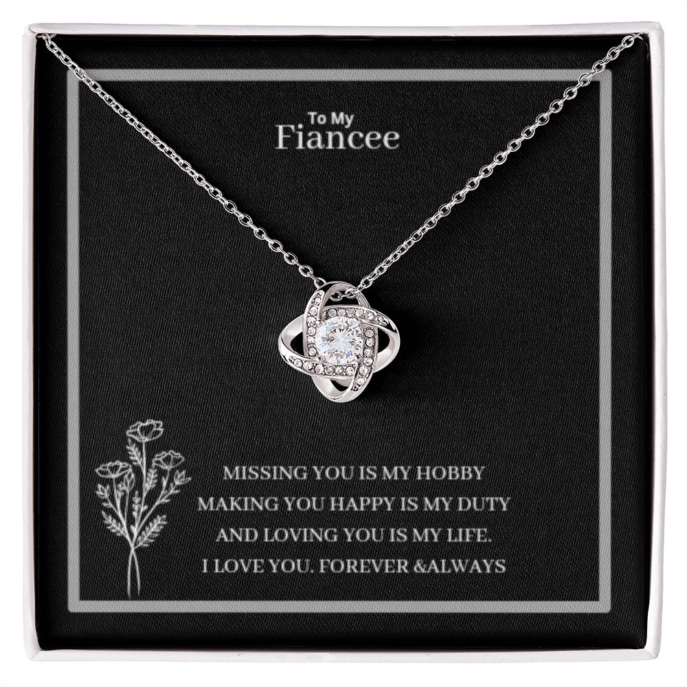 To My Fiancee Love Knot Necklace Yellow & White Gold Variants