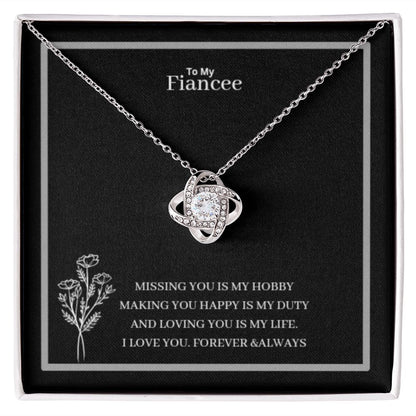 To My Fiancee Love Knot Necklace Yellow & White Gold Variants