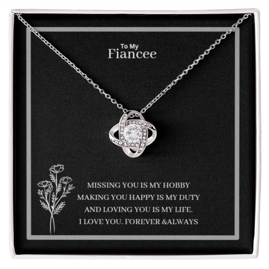 To My Fiancee Love Knot Necklace Yellow & White Gold Variants