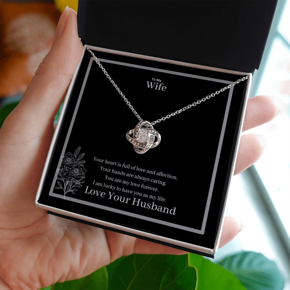 To My Wife Love Knot Necklace Yellow & White Gold Variants