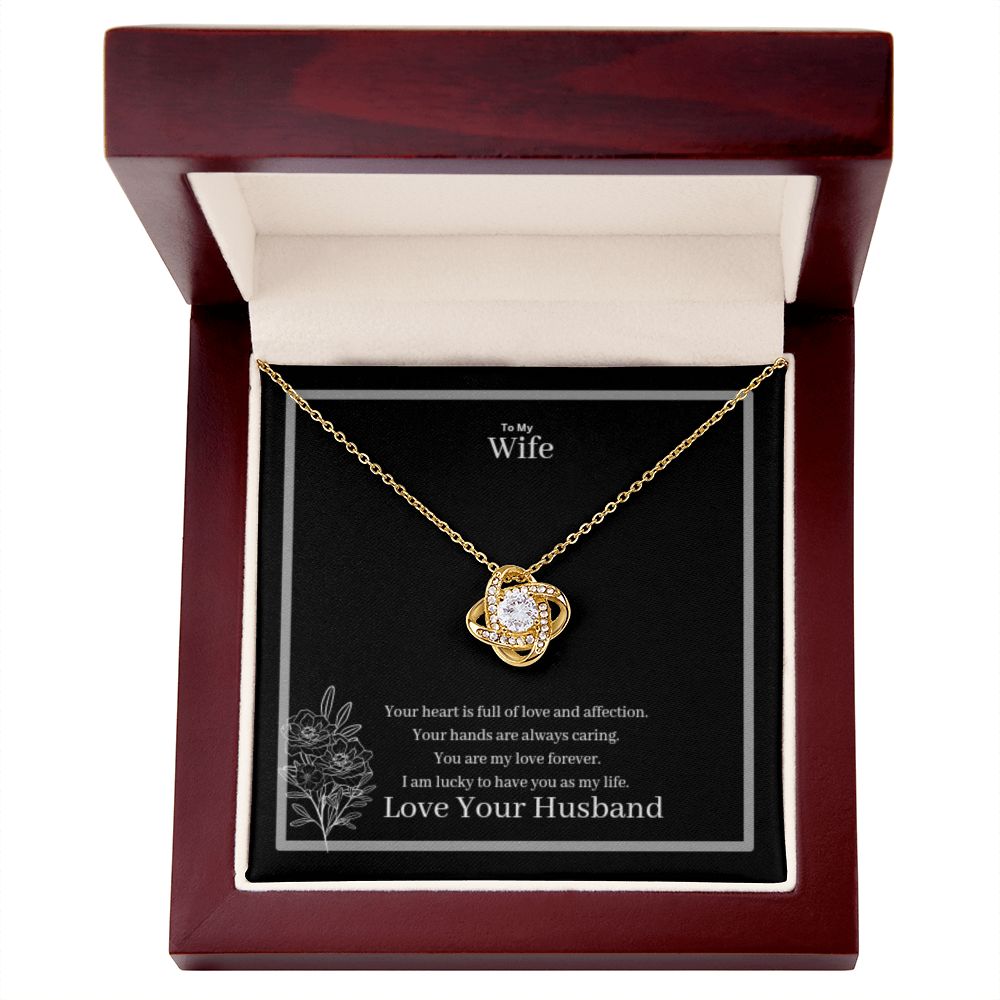 To My Wife Love Knot Necklace Yellow & White Gold Variants