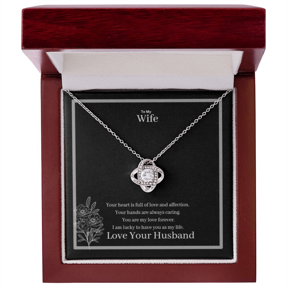 To My Wife Love Knot Necklace Yellow & White Gold Variants