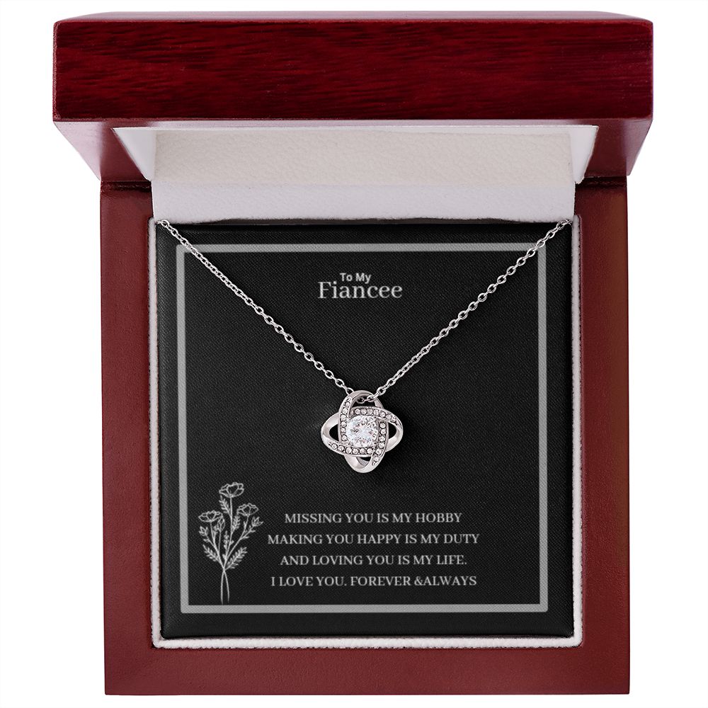 To My Fiancee Love Knot Necklace Yellow & White Gold Variants