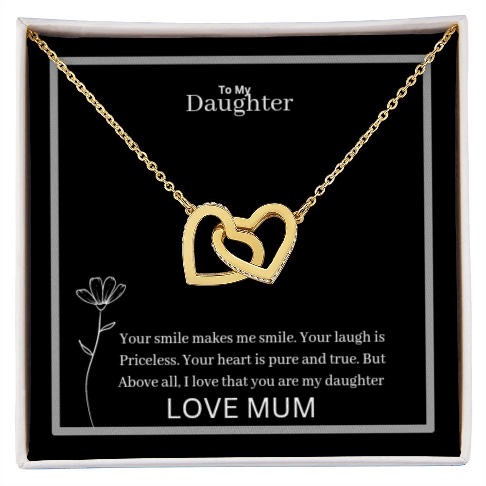To My Daughter Interlocking Hearts Necklace Yellow & White Gold Variants