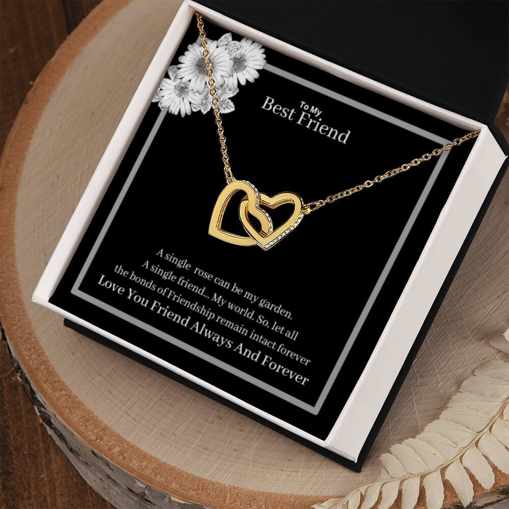 To My Best Friend Interlocking Hearts Necklace Yellow & White Gold Variants