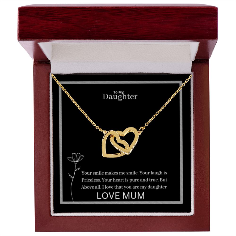 To My Daughter Interlocking Hearts Necklace Yellow & White Gold Variants
