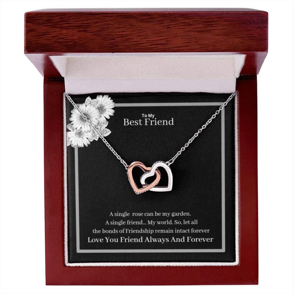 To My Best Friend Interlocking Hearts Necklace Yellow & White Gold Variants